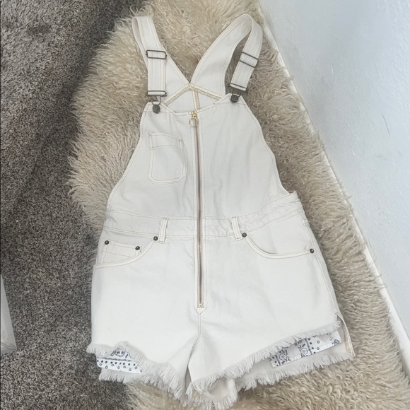 We the Free Womens 0 Off White Sunkissed Shortall Overalls - Picture 3 of 11